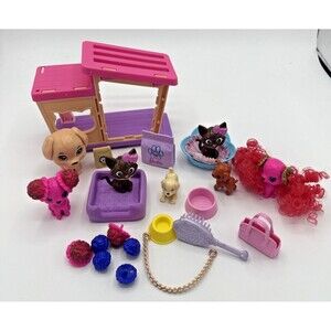 Barbie Mattel Pets Animals Dogs, Cats Water Bowls &Accessories Mixed Lot Of 23